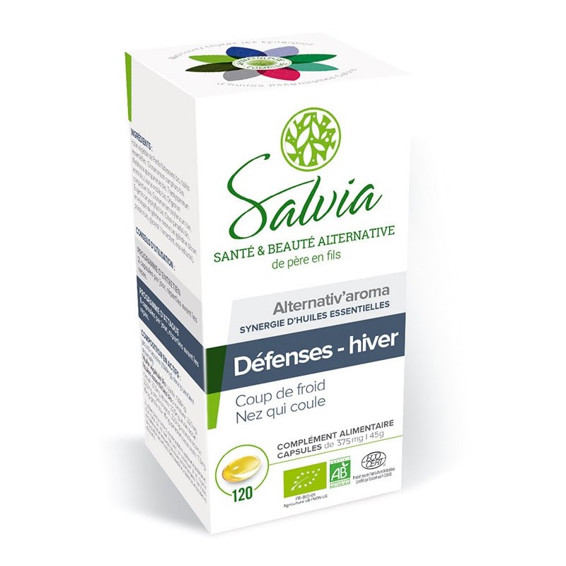 Alternativ'aroma Défenses hiver 120 caps Salvia nutrition, coups de froid, nez qui coule, frissons…