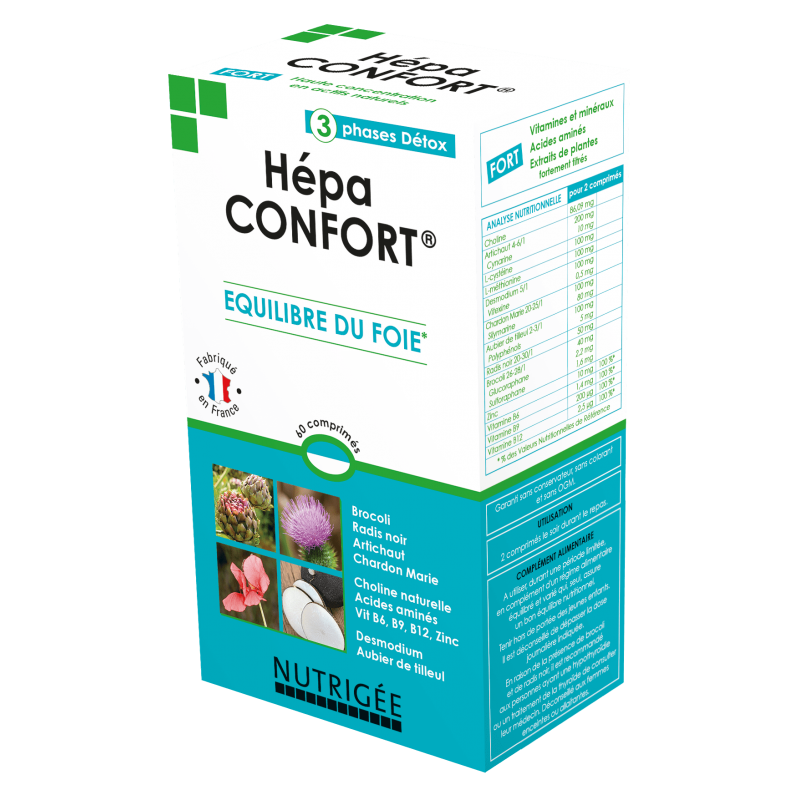 Hépa Confort Équilibre du foie –  60 Comprimés, Fonction Foie – Compléments alimentaires Foie Nutrigée Finistère