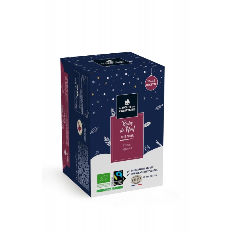 Rêves de Noël 20 sachets Thé noir Epices & Agrumes Bio de La Route des Comptoirs