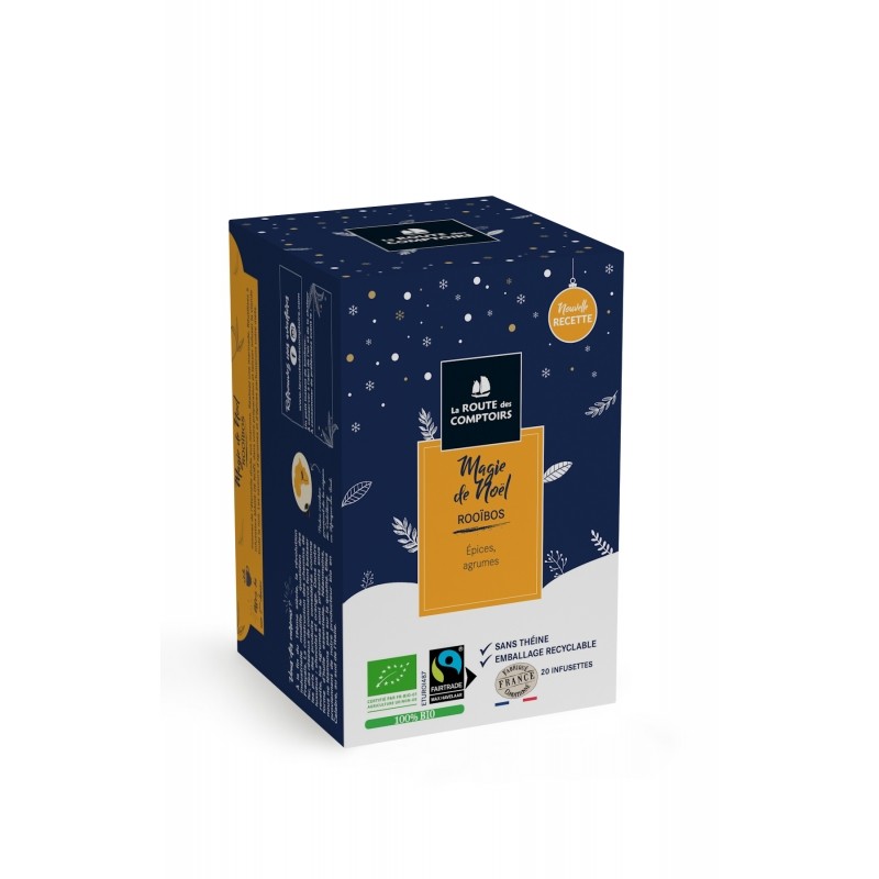 Magie de Noël 20 sachets Rooibos Epices & Agrumes Bio de La Route des Comptoirs