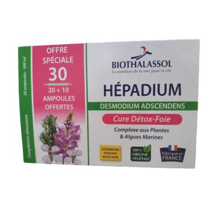 Hépadium Desmodium 20 ampoules + 10 offertes de Biothalassol