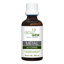 Acu-Gem métal automne 15ml Alphagem, soutient vos organes énergétiques que sont le poumon et le gros intestin.