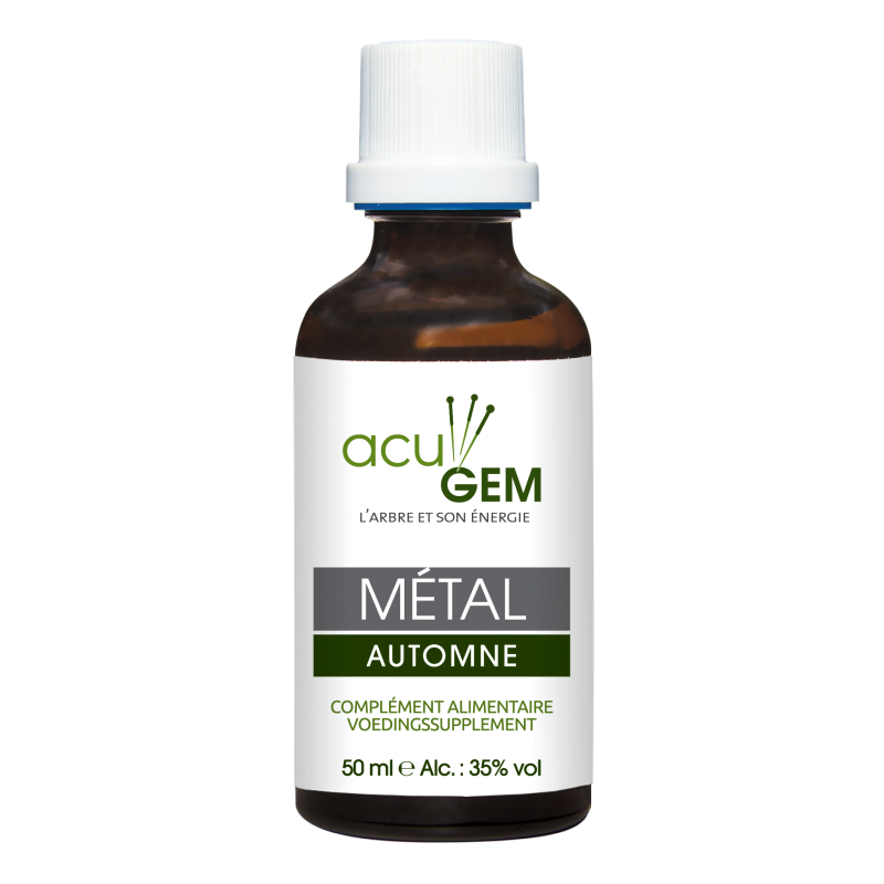 Acu-Gem métal automne 15ml Alphagem, soutient vos organes énergétiques que sont le poumon et le gros intestin.