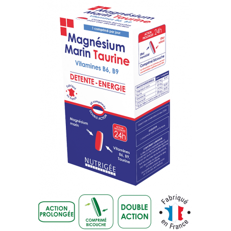 Magnésium marin Taurine  Vitamines B6+ B9 en 60 comprimés de Nutrigée