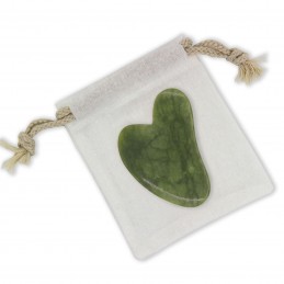 Gua Sha en pierre de Jade vert avec housse