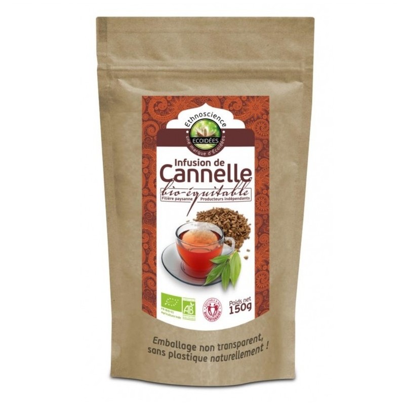 Infusion de cannelle 150g Ecoidées, infusion écorces de cannelle parfaite pour les tisanes, vins et jus de fruits chauds