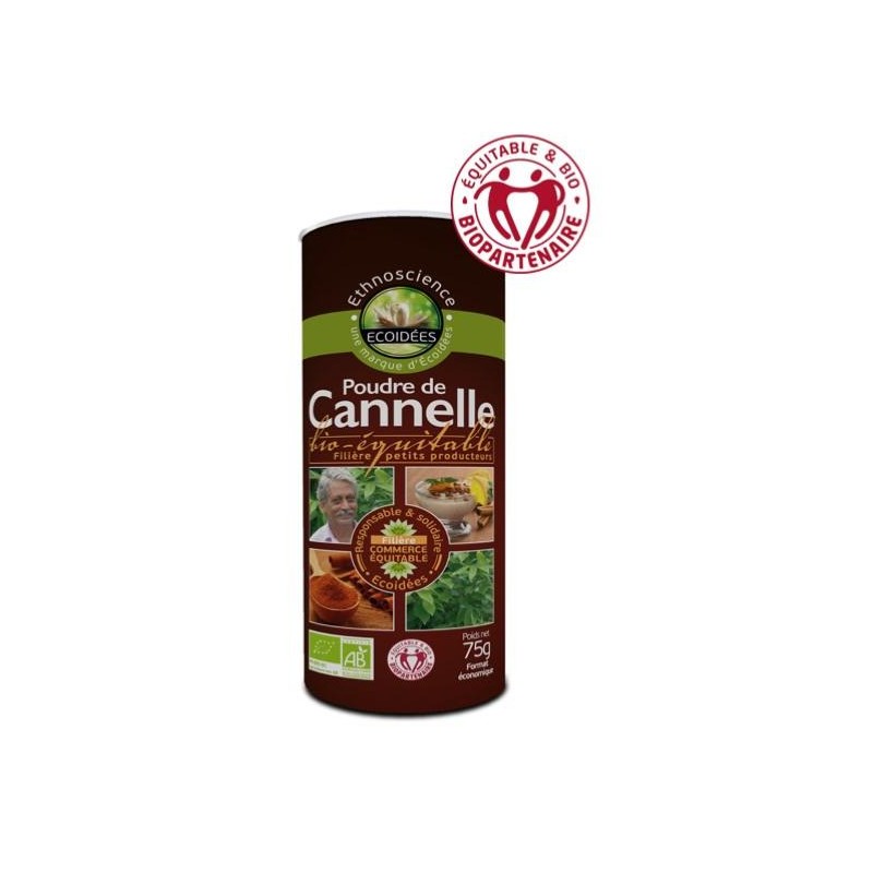 Poudre de Cannelle 75g Ecoidées Epice qui contribue au maintien glycemie