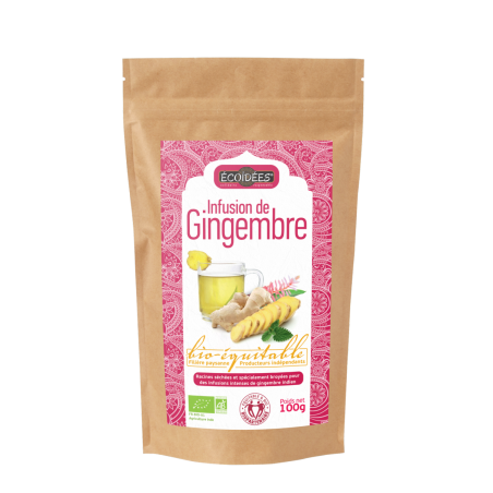 Infusion de Gingembre Racines Séchées 100g Ecoidées Allié en toutes saison