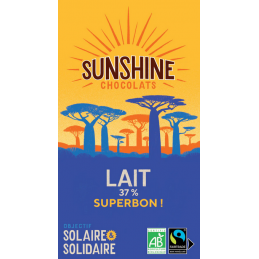 Tablette Chocolat lait 37% superbon Sunshine Chocolats Bretagne Finistère