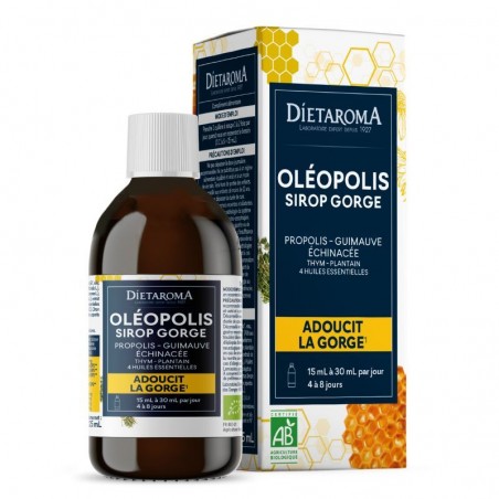 Oléopolis Sirop Gorge 125ml – Calme et adoucit la gorge -  Diétaroma pour calmer et adoucir la gorge