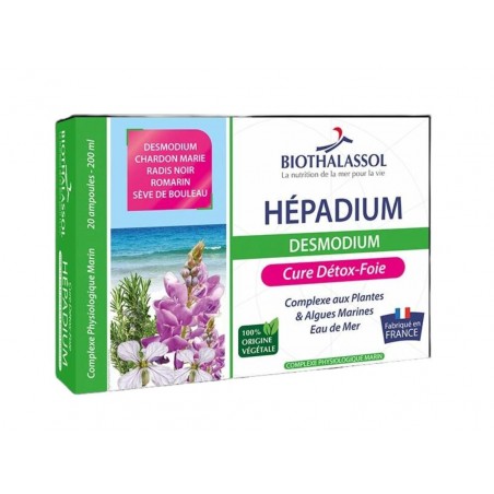 Hépadium Desmodium 20 ampoules cure détox foie de Biothalassol