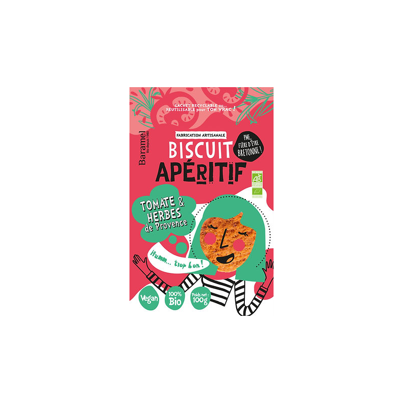 Biscuit aperitif 100g – Tomate & Herbes de Provence –  Confiserie et Produits sucrés Baramel