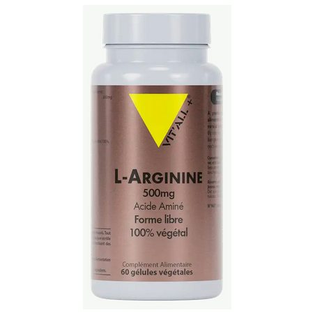 L-Arginine 60gel 500mg – Acide Aminé - Compléments alimentaires Vit'All+
