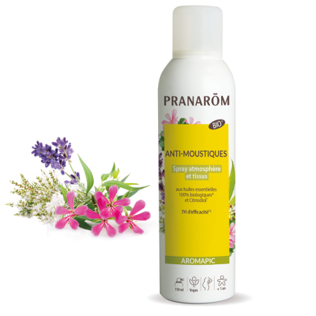 Spray atmosphère et tissus anti-moustiques 150ml – Répulsif naturel anti-insectes - Gamme Pranarôm