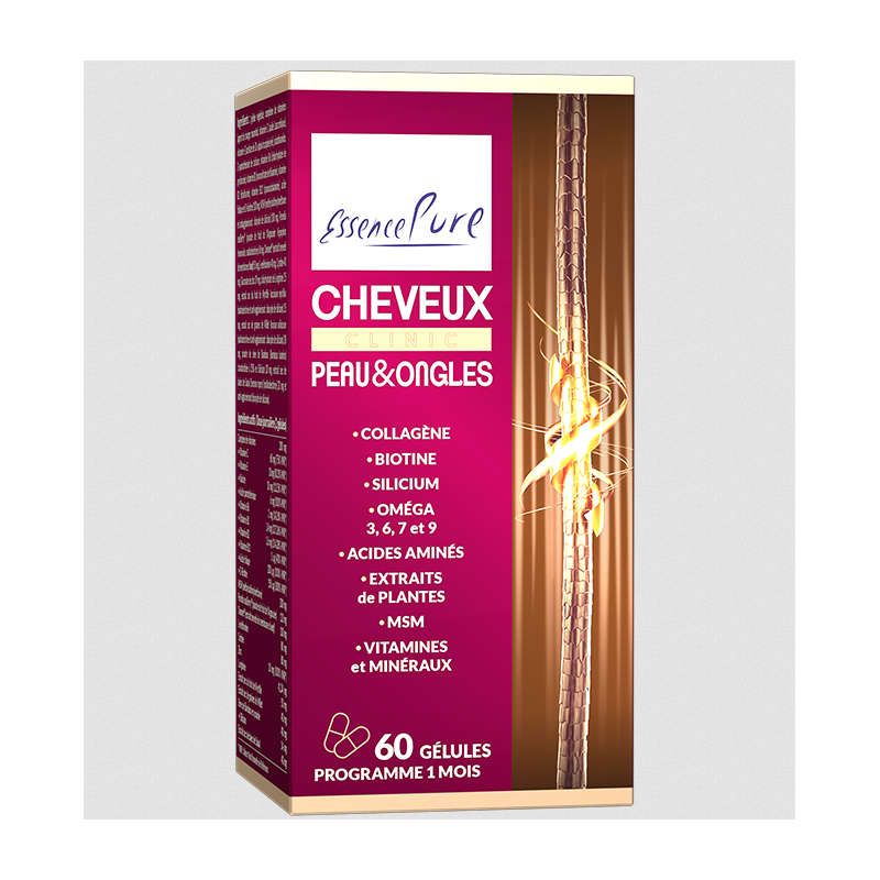 Cheveux peau & ongles 60gel – Collagène, Biotine, Zinc - Compléments alimentaires Essence Pure