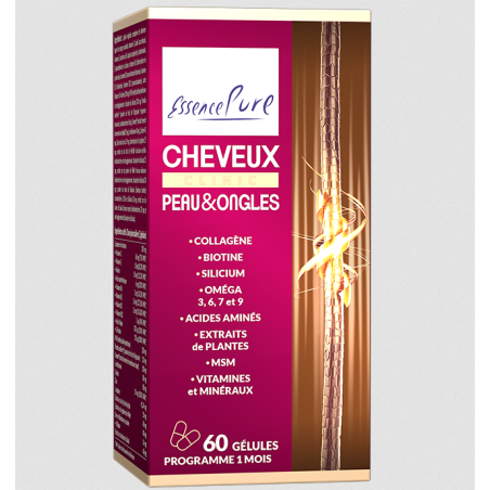 Cheveux peau & ongles 60gel – Collagène, Biotine, Zinc - Compléments alimentaires Essence Pure