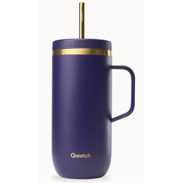 Cold Cup isotherme avec anse 600ml -  Violet & Or – Qwetch Finistère