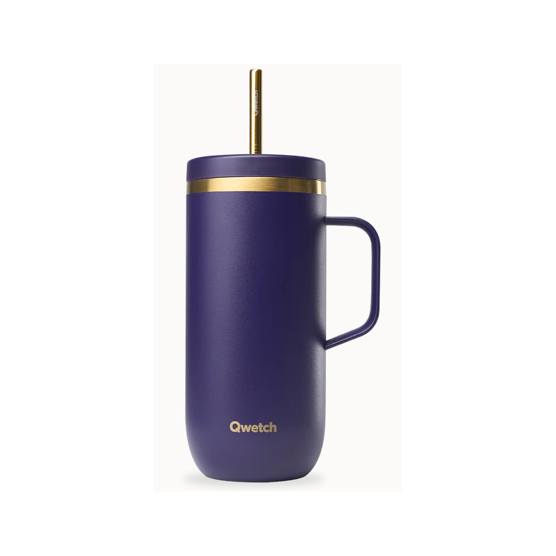 Cold Cup isotherme avec anse 600ml -  Violet & Or – Qwetch Finistère