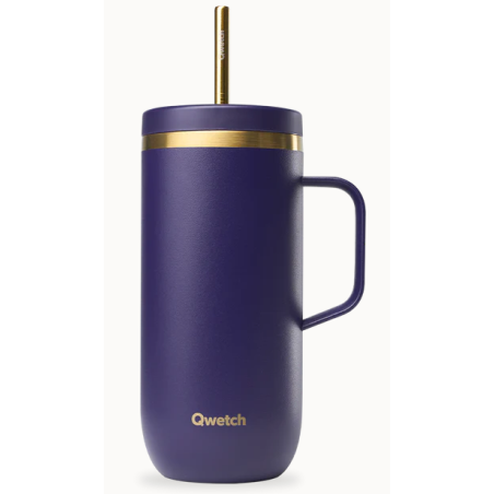 Cold Cup isotherme avec anse 600ml -  Violet & Or – Qwetch Finistère