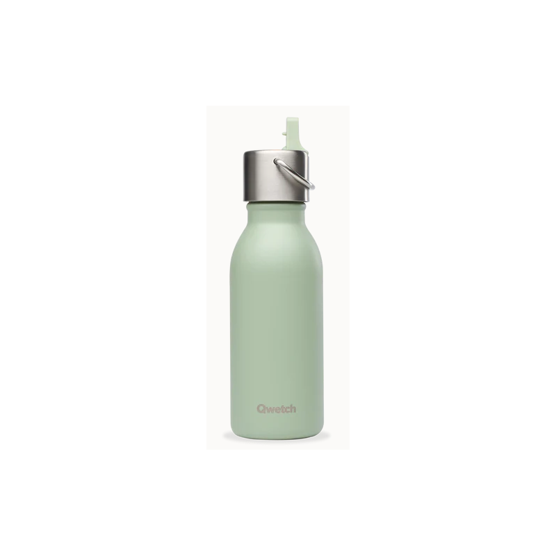 Bouteille kids isotherme en inox Vert Tilleul  350ml – Gourde pour enfants – Qwetch Finistère
