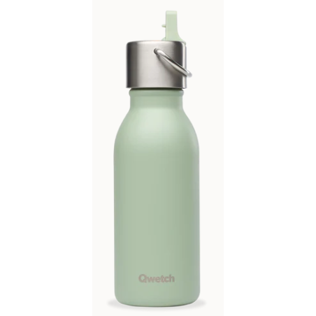 Bouteille kids isotherme en inox Vert Tilleul  350ml – Gourde pour enfants – Qwetch Finistère