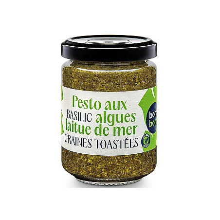 Pesto aux algues laitue de mer basilic & graines toastées 120g – Pesto vert Bord à bord