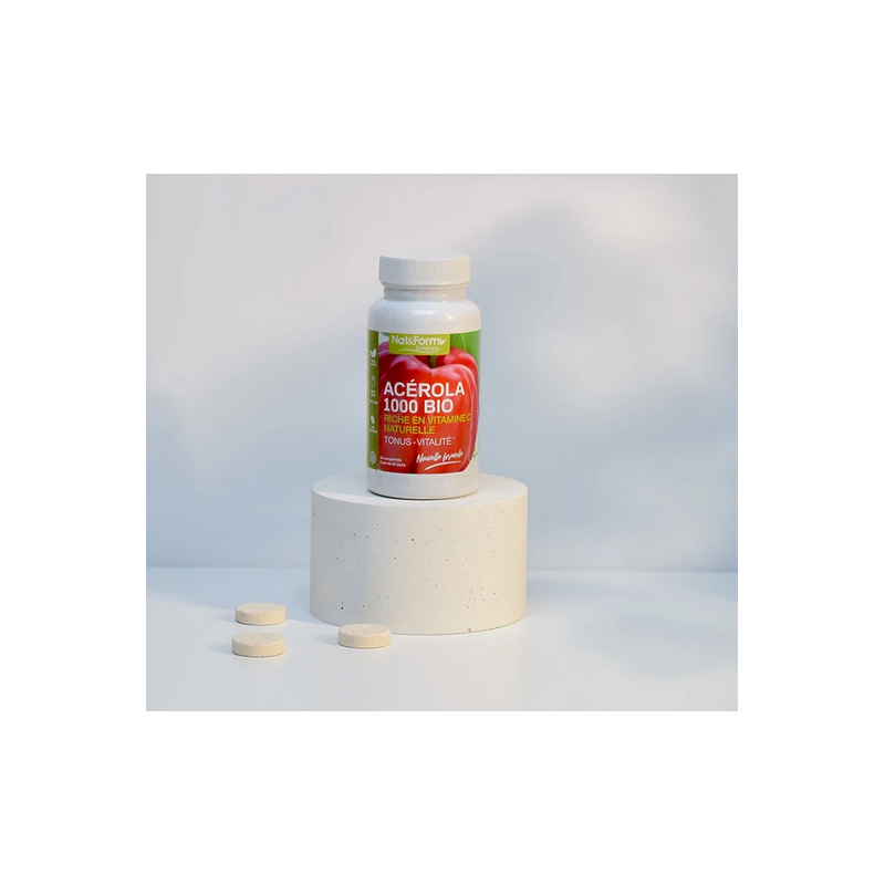 Acérola 1000 bio 30cp – Coup de boost - Compléments alimentaires Nat & Form