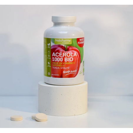 Acérola 1000 bio 100cp Maxi format – Coup de boost – Compléments alimentaires Nat & Form