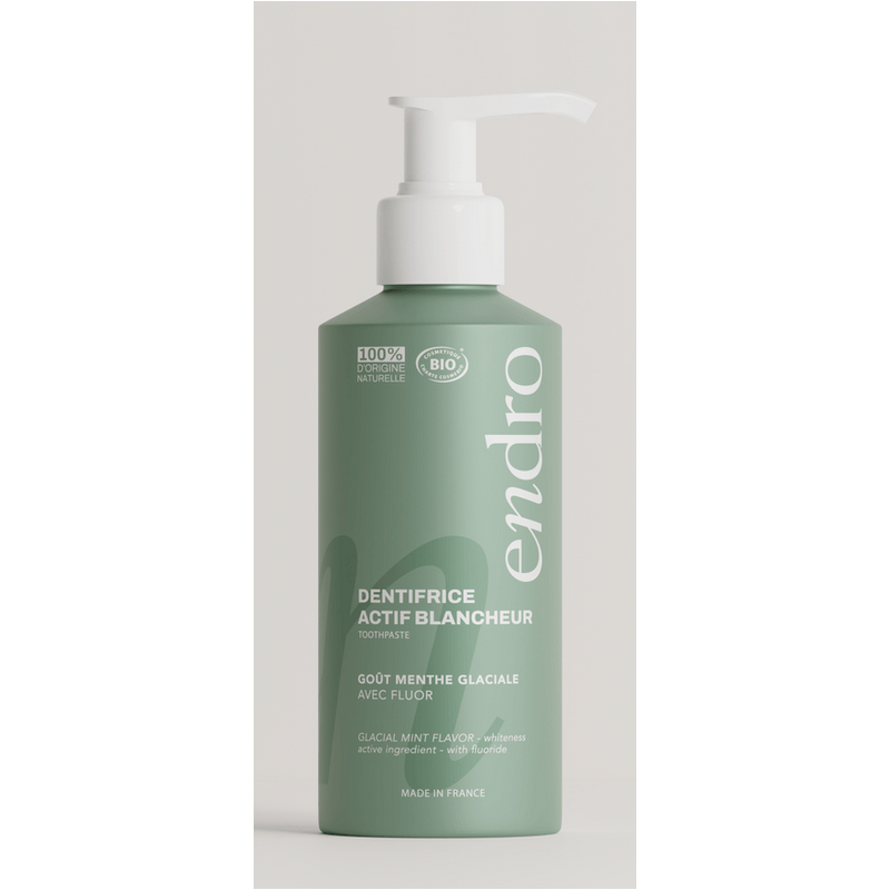 Dentifrice actif blancheur au fluor 175g – Dentifrice en gel menthe glaciale  –  Endro Cosmétiques Bretagne