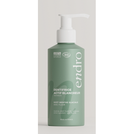 Dentifrice actif blancheur au fluor 175g – Dentifrice en gel menthe glaciale  –  Endro Cosmétiques Bretagne