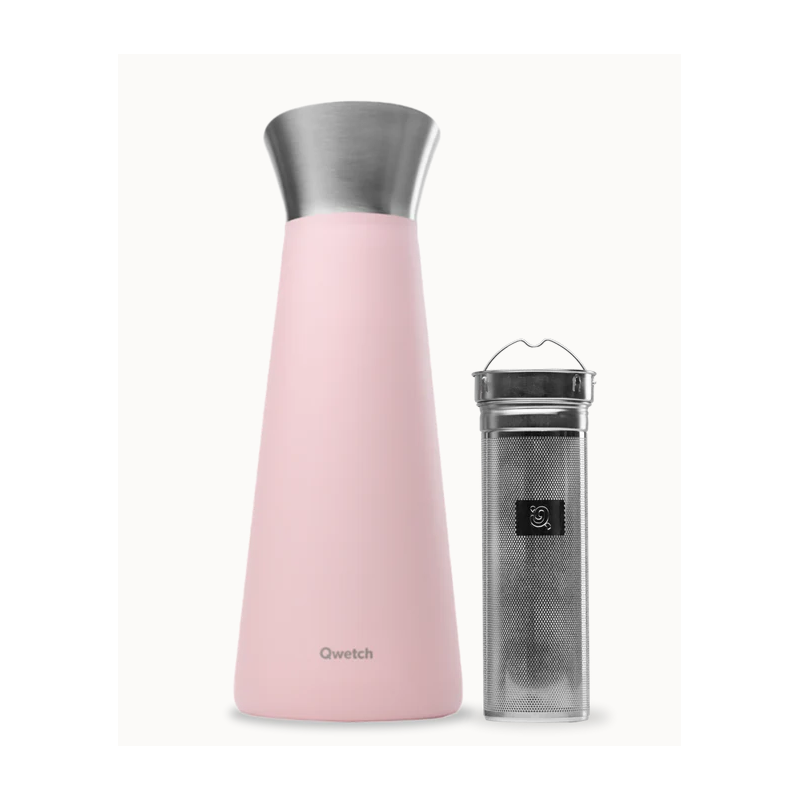 Carafe Isotherme en inox 1L - Rose pastel – Qwetch Finistère