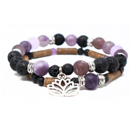 Bracelet double Noisetier 15cm Améthyste – Pur Noisetier Finistère