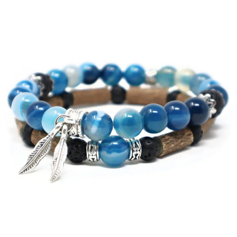 Bracelet double Noisetier 18cm Agathe Bleue – Pur Noisetier Finistère