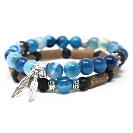 Bracelet double Noisetier 18cm Agathe Bleue – Pur Noisetier Finistère