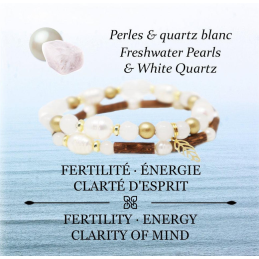 Bracelet double - Perle & quartz blanc de Pur Noisetier