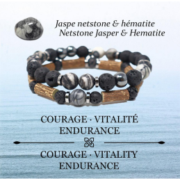 Bracelet double Noisetier 20cm Jaspe Netstone & Hématite