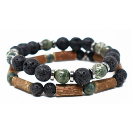 Bracelet double Noisetier 20cm Jaspe Vert – Pur Noisetier Finistère