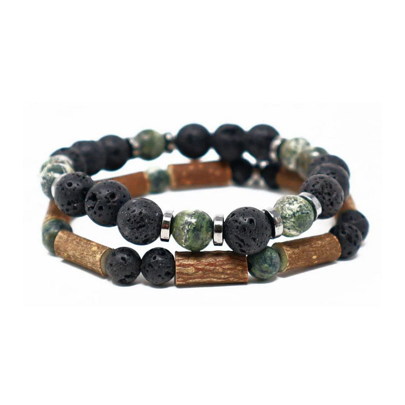 Bracelet double Noisetier 20cm Jaspe Vert – Pur Noisetier Finistère