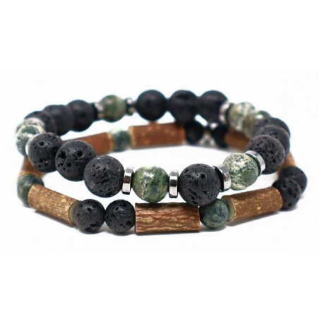 Bracelet double Noisetier 20cm Jaspe Vert – Pur Noisetier Finistère
