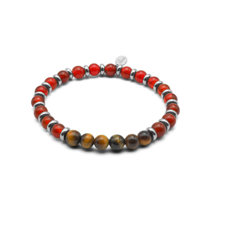 Bracelet force intérieure – Oeil de tigre & cornaline - Bijoux lithothérapie Lily Parker