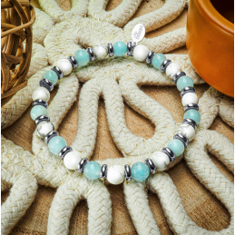 Bracelet Zen Attitude de Lily Parker : Aigue Marine & Howlite blanche