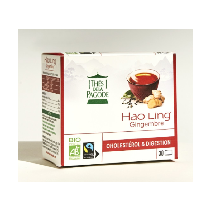 Thé Hao Ling Gingembre 75g 30 infusettes - Cholesterol & digestion - Thés Santé bio - Thés Pagode Finistère