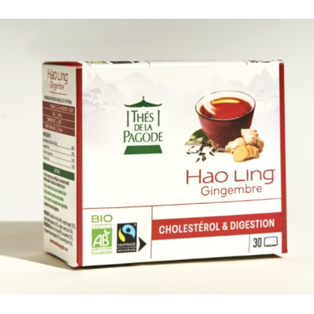 Thé Hao Ling Gingembre 75g 30 infusettes - Cholesterol & digestion - Thés Santé bio - Thés Pagode Finistère