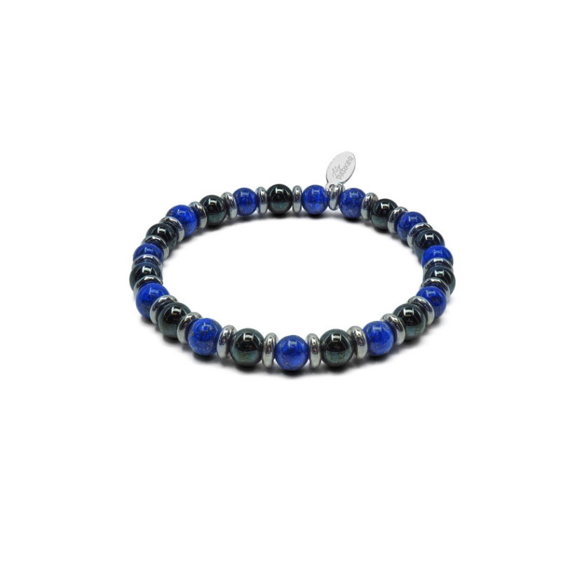 Bracelet Bye Bye Blues – Hématite & Lapis Lazuli - Bijoux Lithothérapie Lily Parker