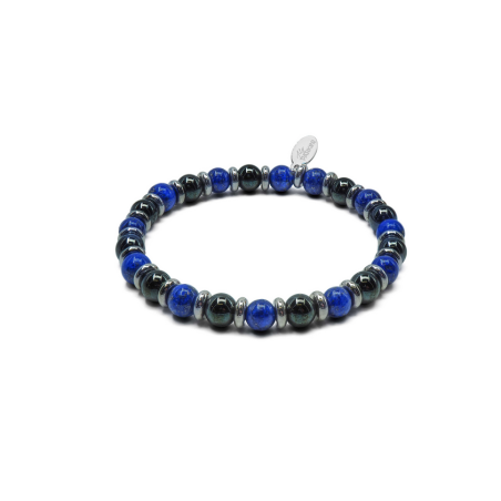 Bracelet Bye Bye Blues – Hématite & Lapis Lazuli - Bijoux Lithothérapie Lily Parker