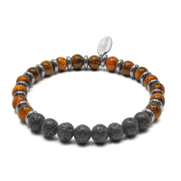 Bracelet Motivé, motivé – Oeil de tigre & Pierre de lave - Bijoux Lithothérapie Lily Parker