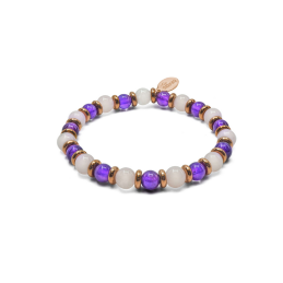 Bracelet élastique Bonne nuit – Améthyste & Quartz Rose - Bijoux Lily Parker