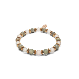 Bracelet élastique Libre comme l'air – Labradorite & Quartz rose - Bijoux Lithothérapie Lily Parker