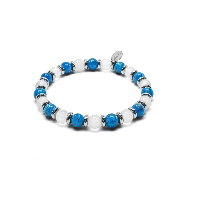 Bracelet élastique Stop fringale – Apatite & Pierre de lune - Bijoux Lithothérapie Lily Parker