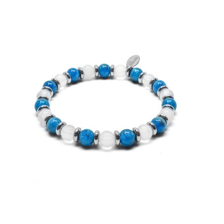 Bracelet élastique Stop fringale – Apatite & Pierre de lune - Bijoux Lithothérapie Lily Parker